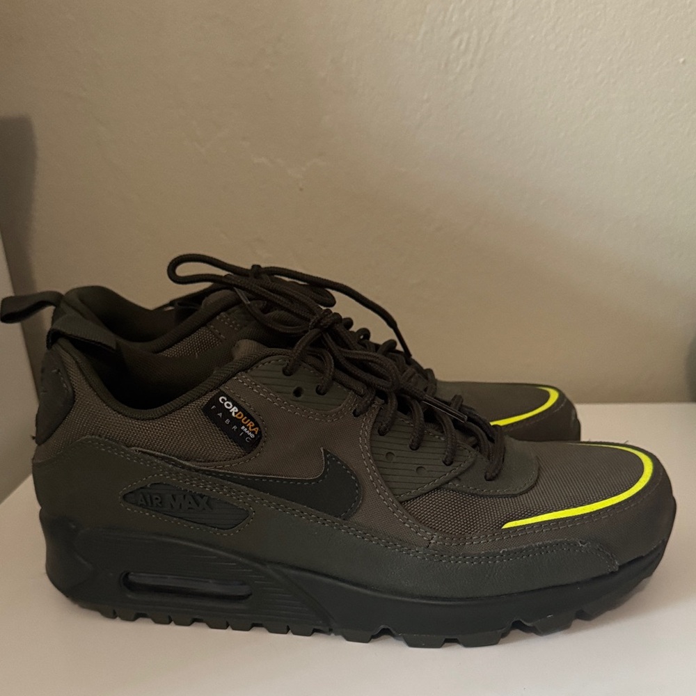Nike Air Max Men's Sneakers - Olive and Black with Neon Accents